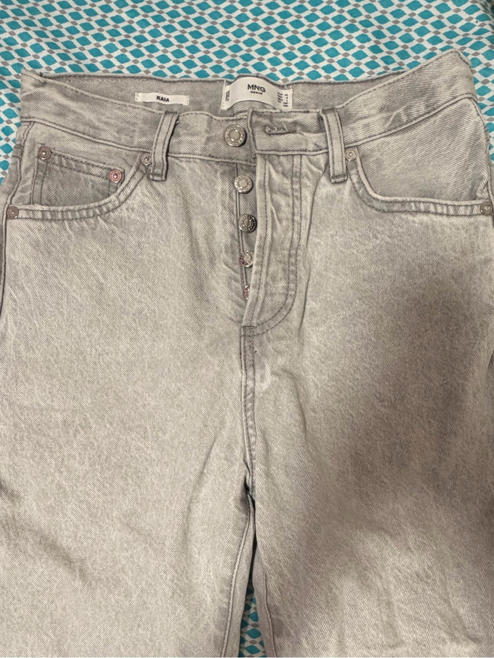 Mango High-Rise Light Gray Button-Fly Women's Jeans